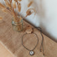 Coconut Shell Pendant Necklace with World Map Silver Charm