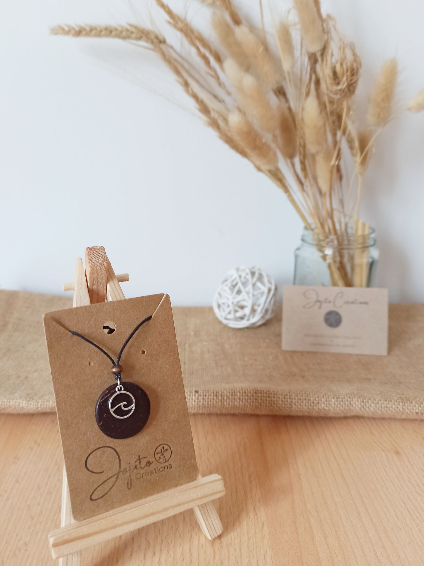 Couples Wave Charm Coconut Shell Necklace Set