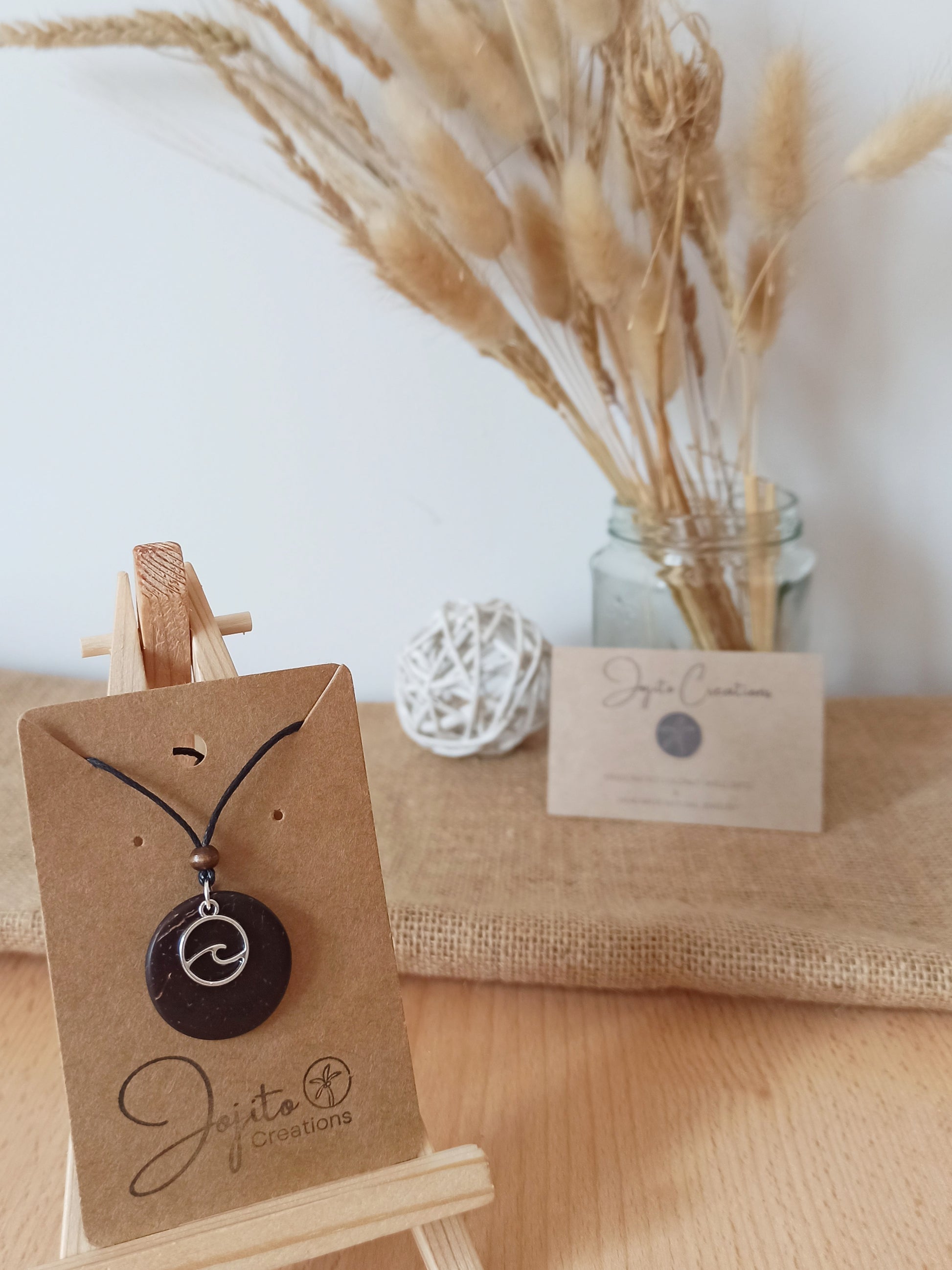 Wave Coconut Shell Pendant Necklace, his and Hers Pendants, Eco Friendly Jewellery 