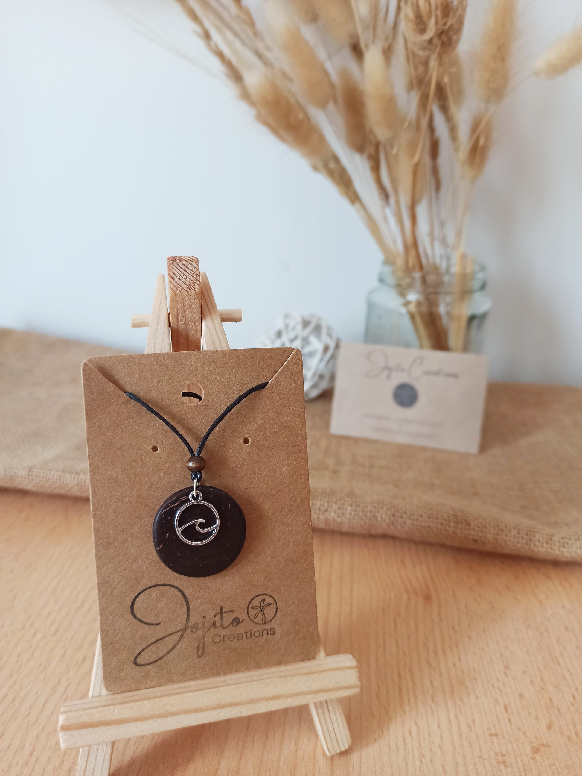 Wave Coconut Shell Pendant Necklace, his and Hers Pendants, Eco Friendly Jewellery 