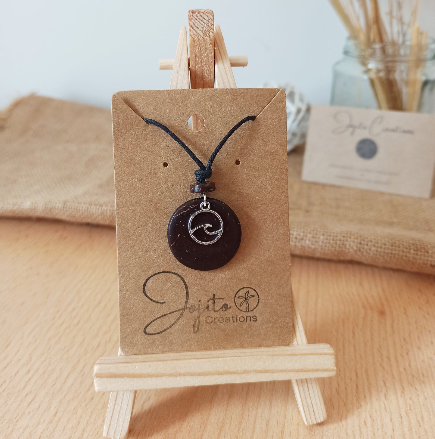 Wave Coconut Shell Pendant Necklace, his and Hers Pendants, Eco Friendly Jewellery 