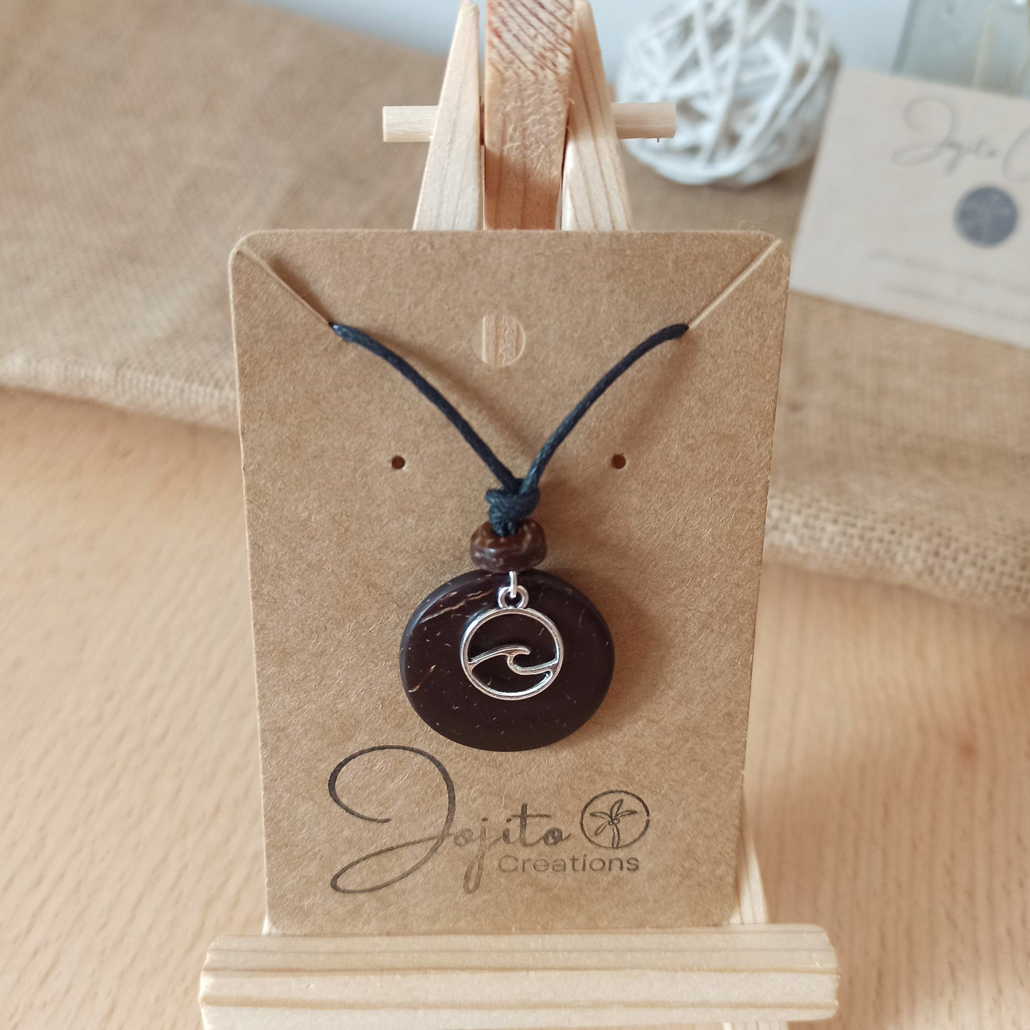 Wave Coconut Shell Pendant Necklace, his and Hers Pendants, Eco Friendly Jewellery 
