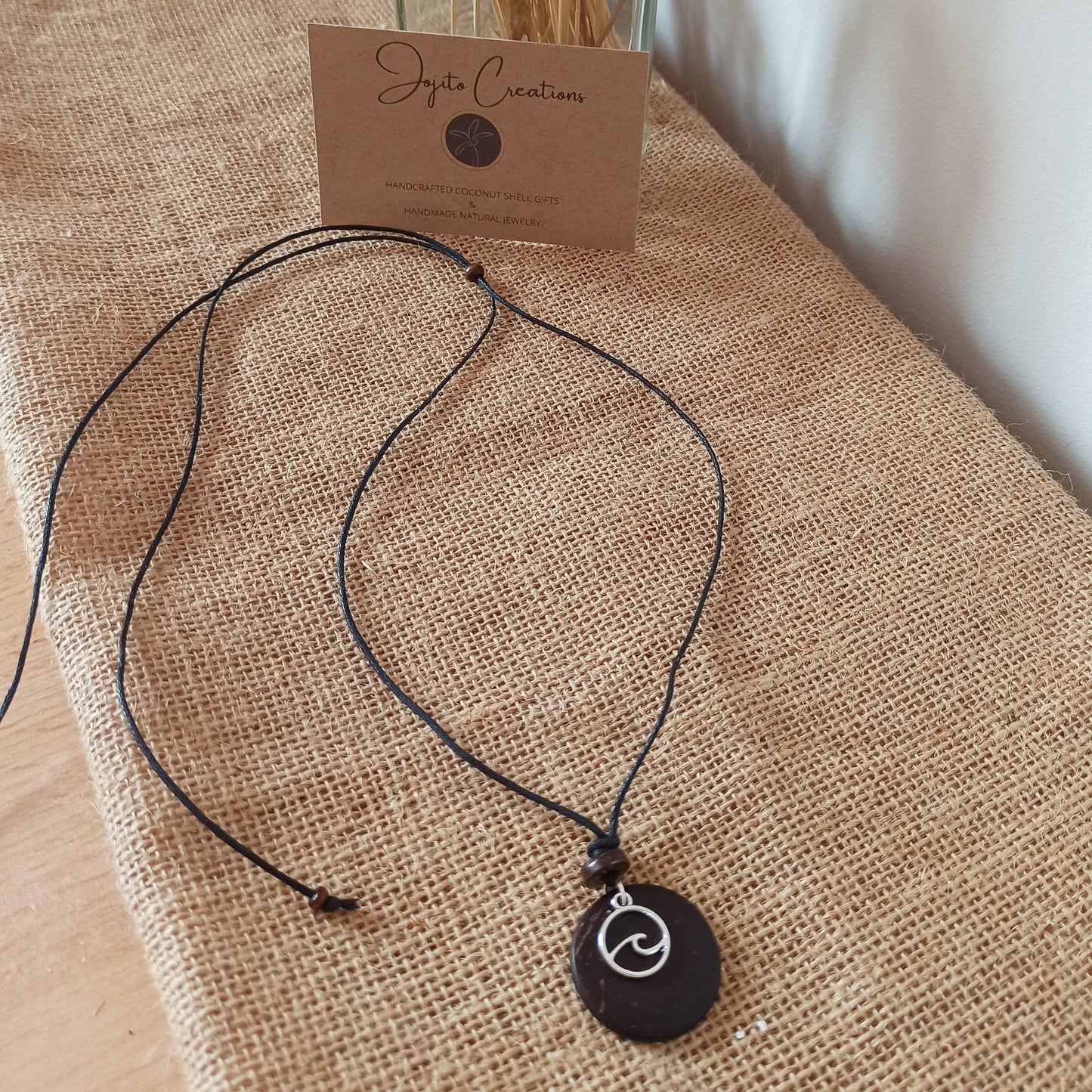 Wave Coconut Shell Pendant Necklace, his and Hers Pendants, Eco Friendly Jewellery 