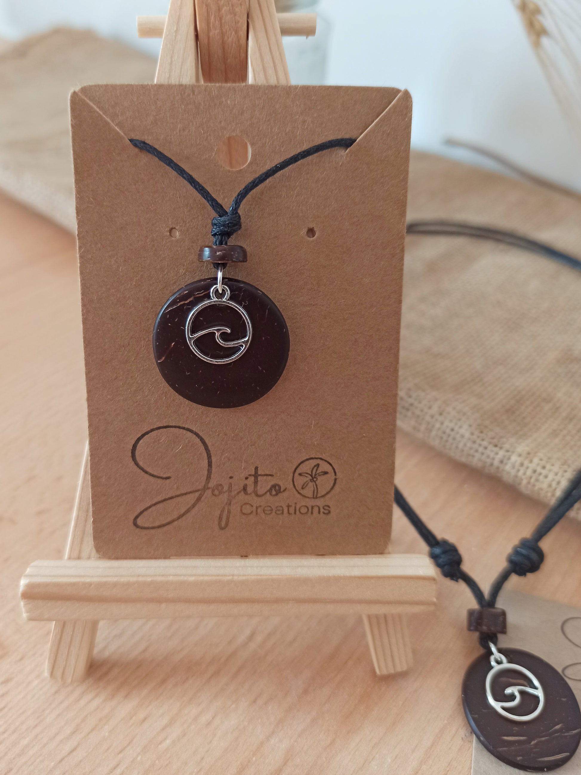Wave Coconut Shell Pendant Necklace, his and Hers Pendants, Eco Friendly Jewellery 