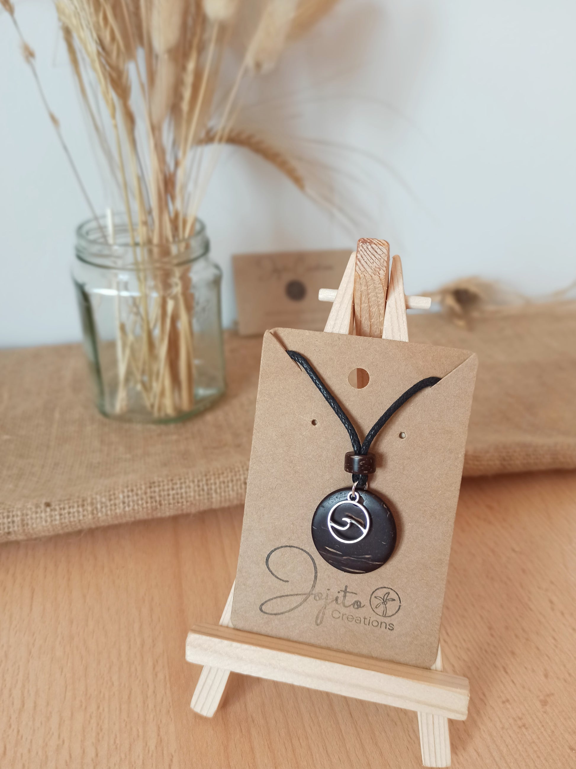 Wave Coconut Shell Pendant Necklace, his and Hers Pendants, Eco Friendly Jewellery 