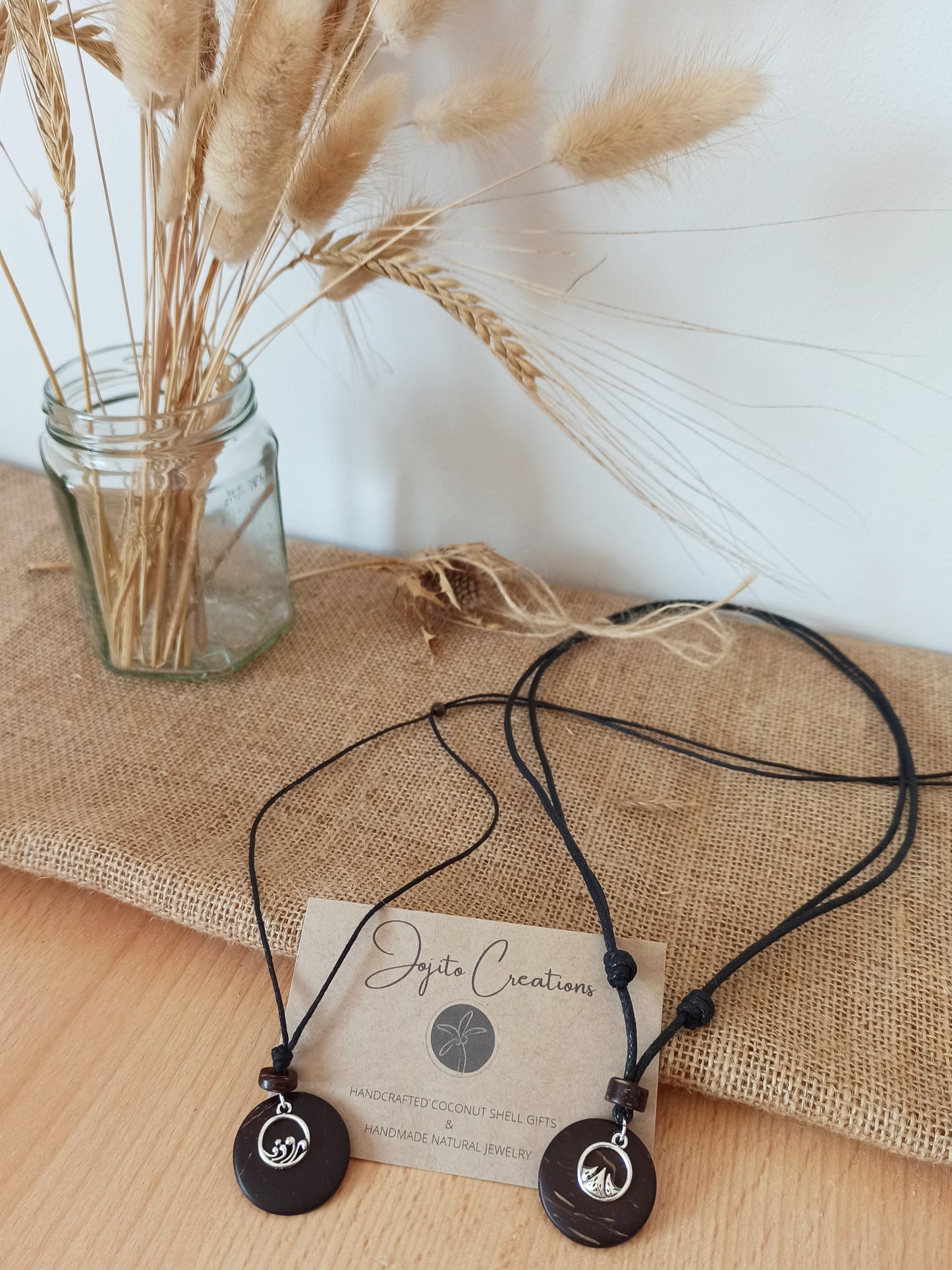 Couples Wave & Mountain Charm Necklace Set