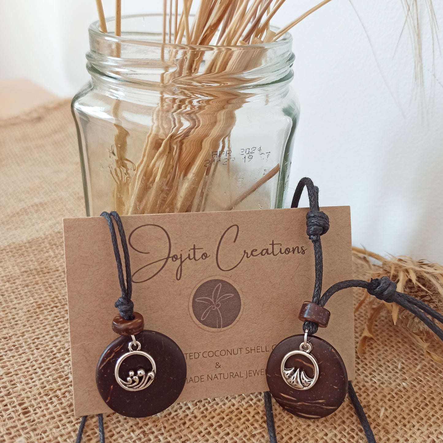 Couples Wave & Mountain Charm Necklace Set