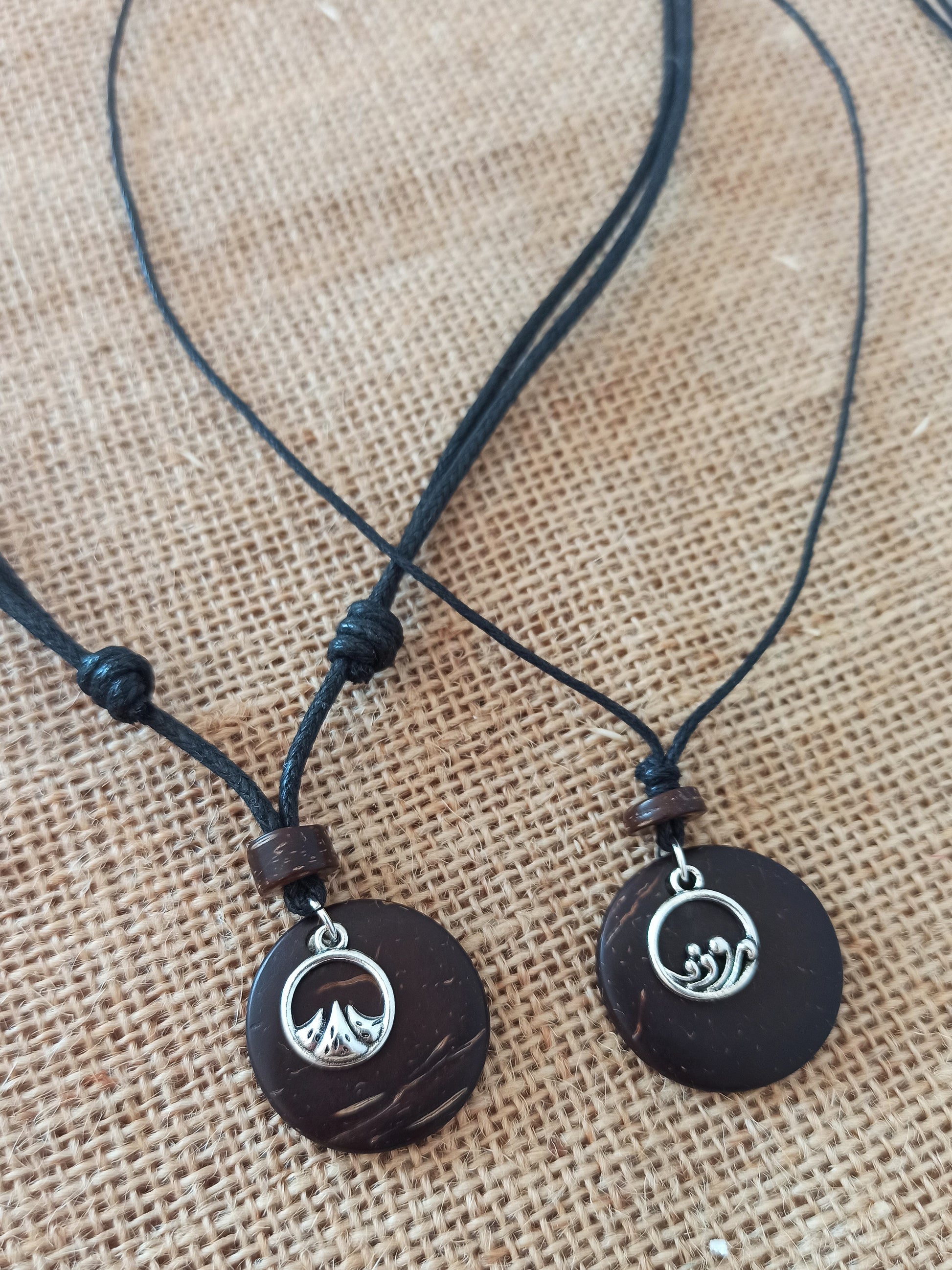 Mountain And Wave Coconut Shell Pendant Necklace His and Hers necklaces