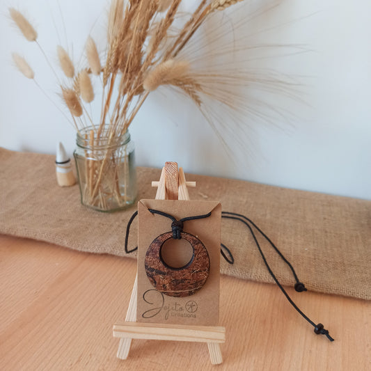 Natural Fibres Coconut Shell Hoop Pendant