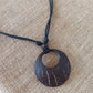 Natural Aged Coconut Shell Hoop Pendant