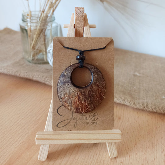 Natural Fibres Coconut Shell Hoop Pendant