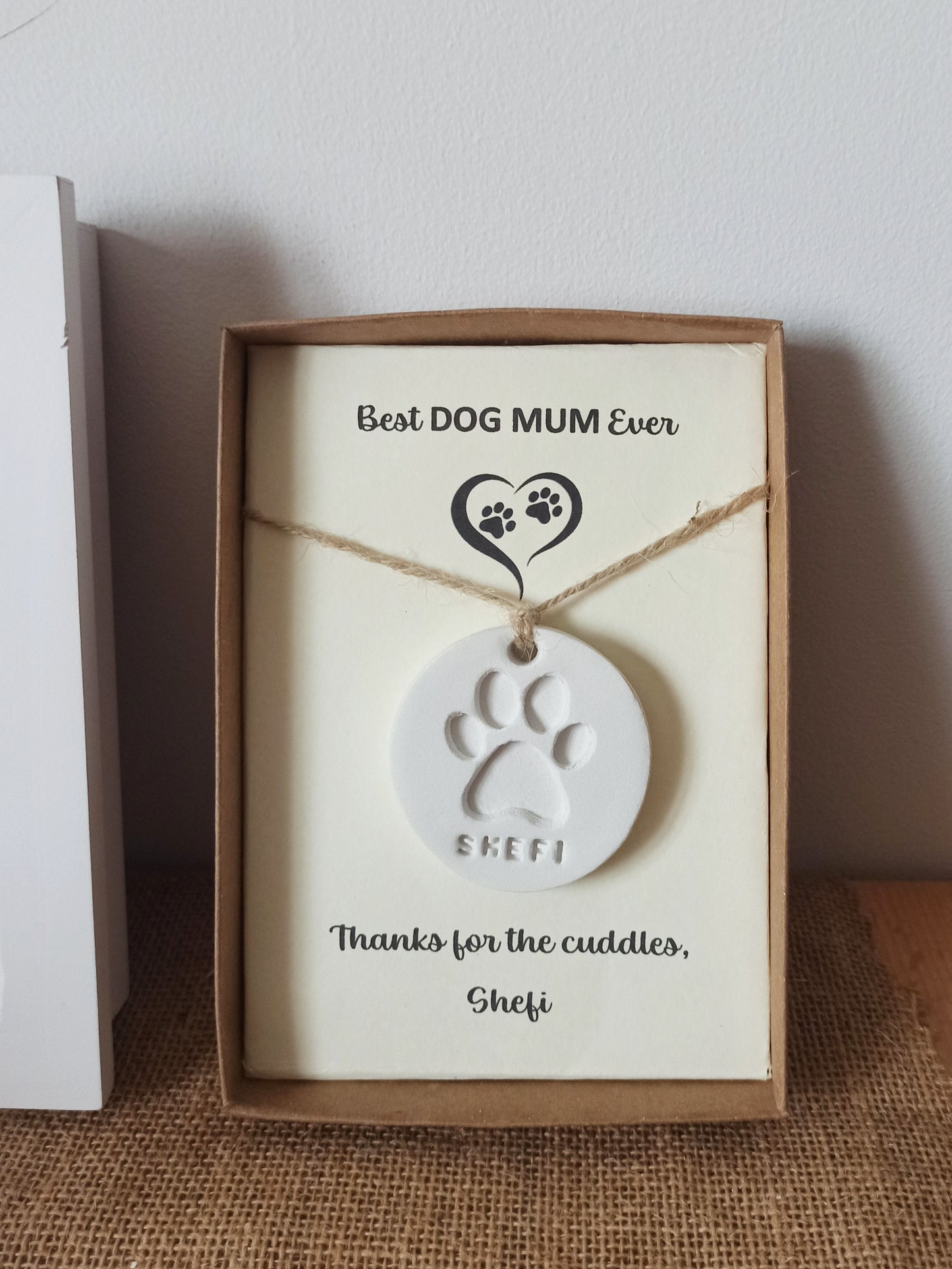 Customised Clay Paw Print Gift, clay Decoration personalised for Dog Lovers, best dog mum ever