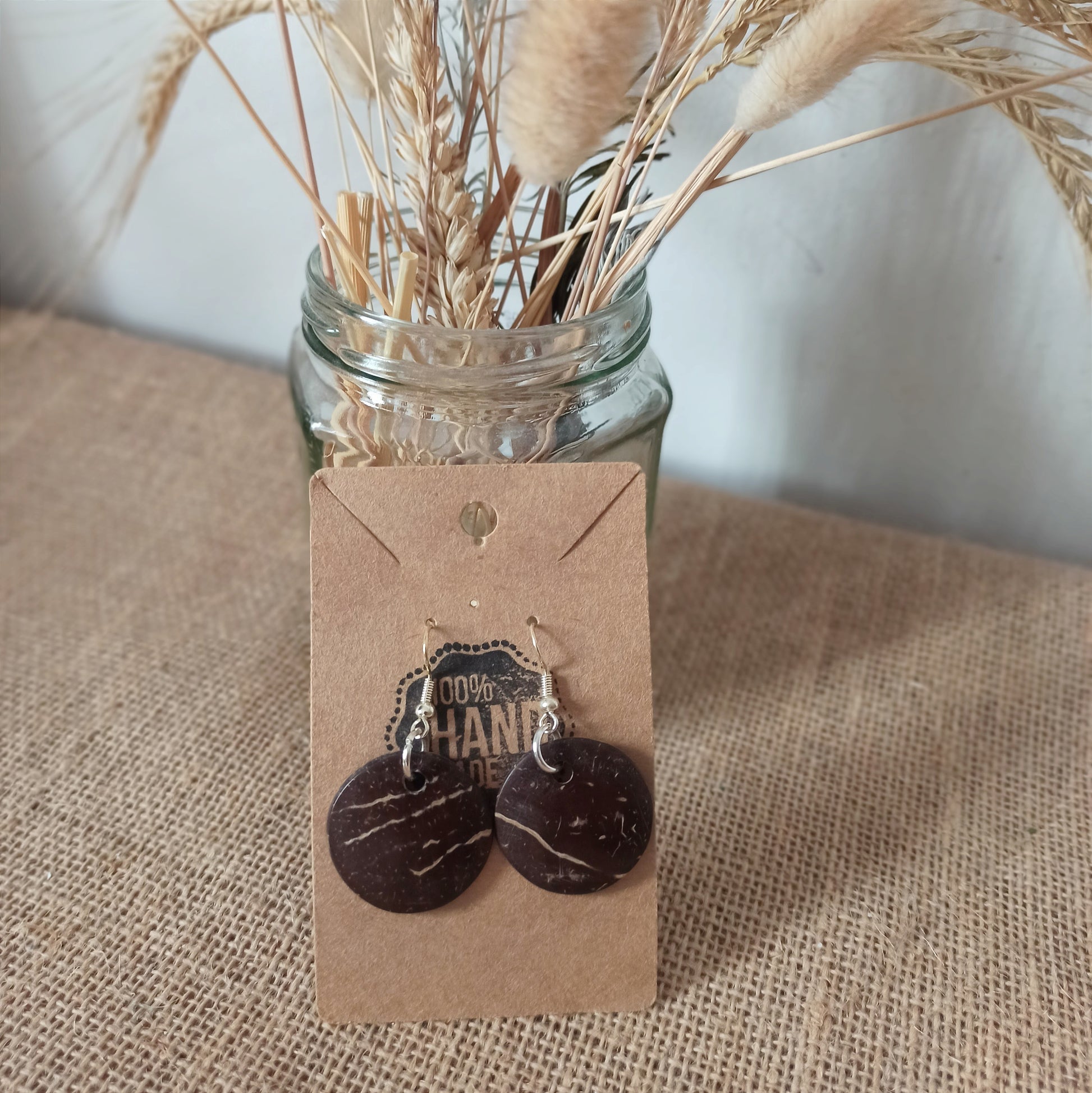 Coconut shell Dangle and Drop Earrings 
