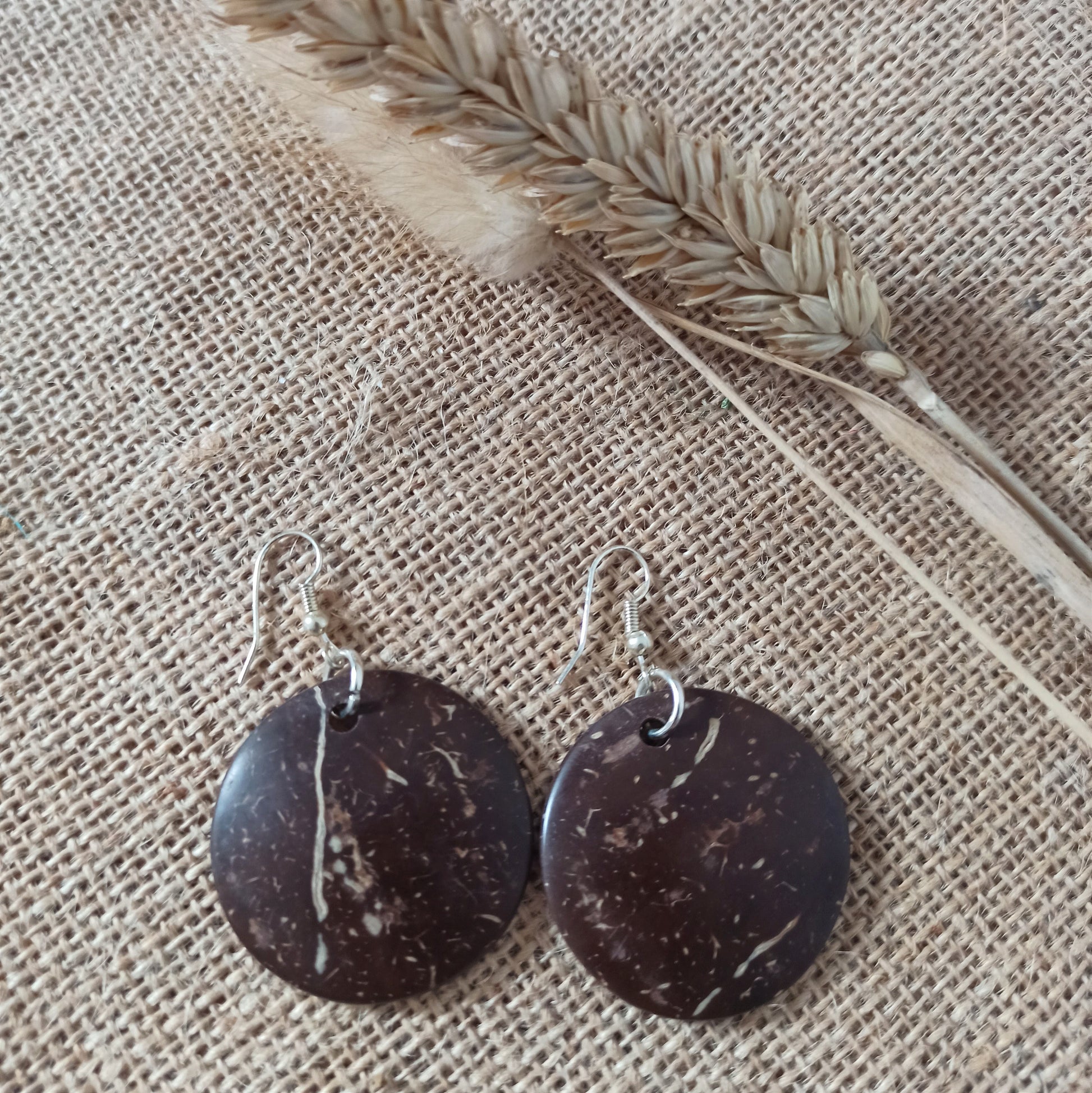 Wood Coconut shell Earrings circular natural earrings 