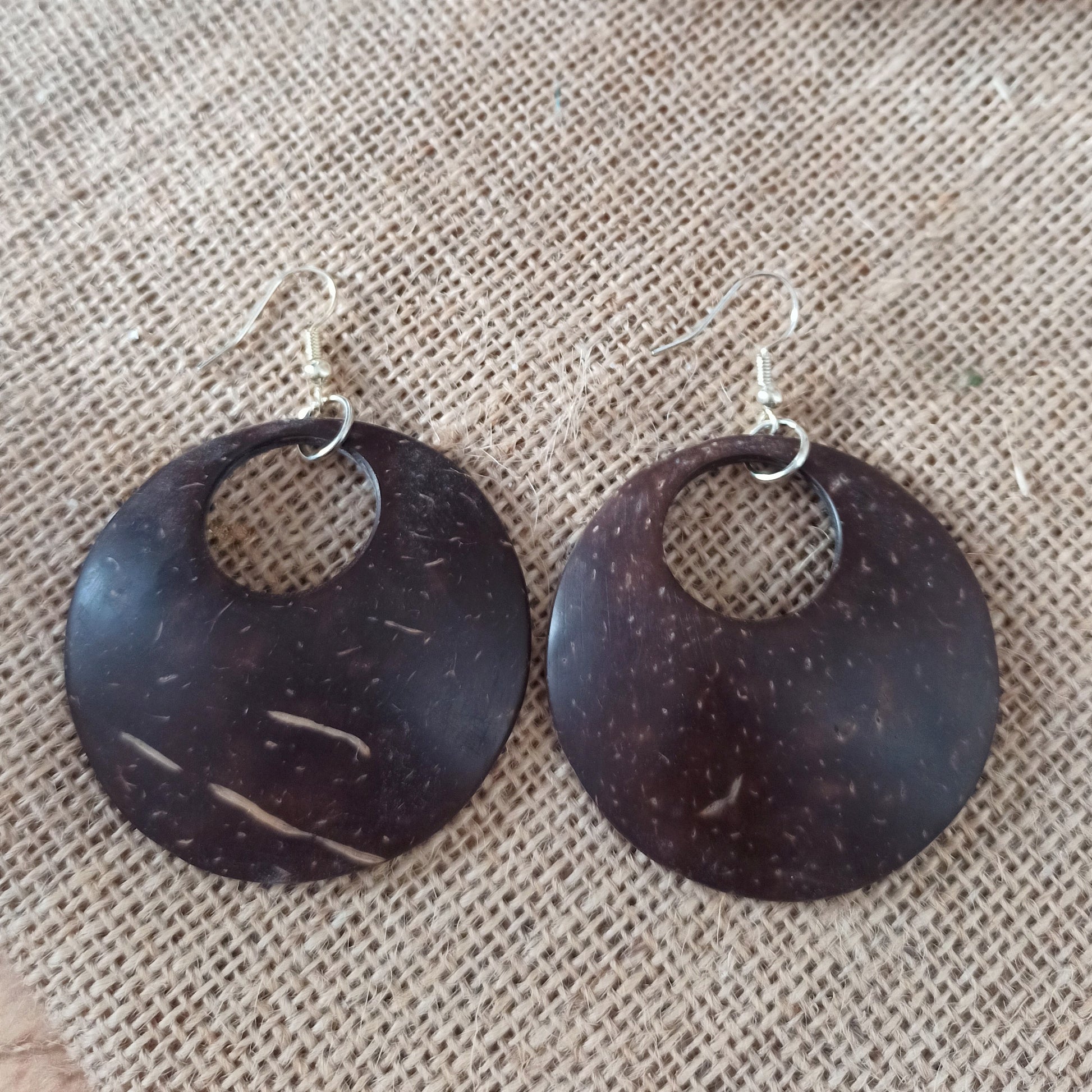 Coconut Shell Boho Earrings Natural upcycled earrings 