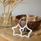 Clay star with Moon and star Silver Charm, Holiday Ornaments with a Coconut Bowl